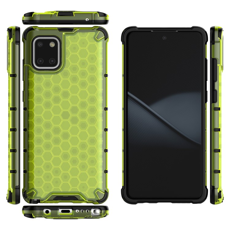 Honeycomb Pattern Shock-proof TPU + PC Hybrid Case for Samsung Galaxy A81/Note 10 Lite - Green-3