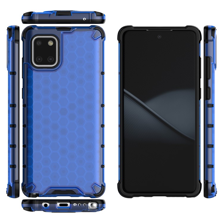 Honeycomb Pattern Shock-proof TPU + PC Hybrid Case for Samsung Galaxy A81/Note 10 Lite - Blue-2