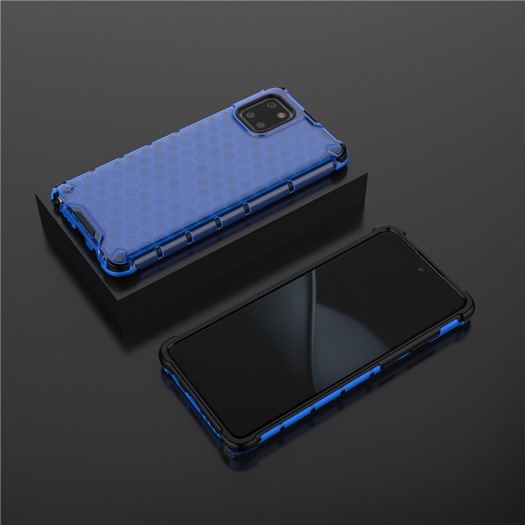 Honeycomb Pattern Shock-proof TPU + PC Hybrid Case for Samsung Galaxy A81/Note 10 Lite - Blue-3