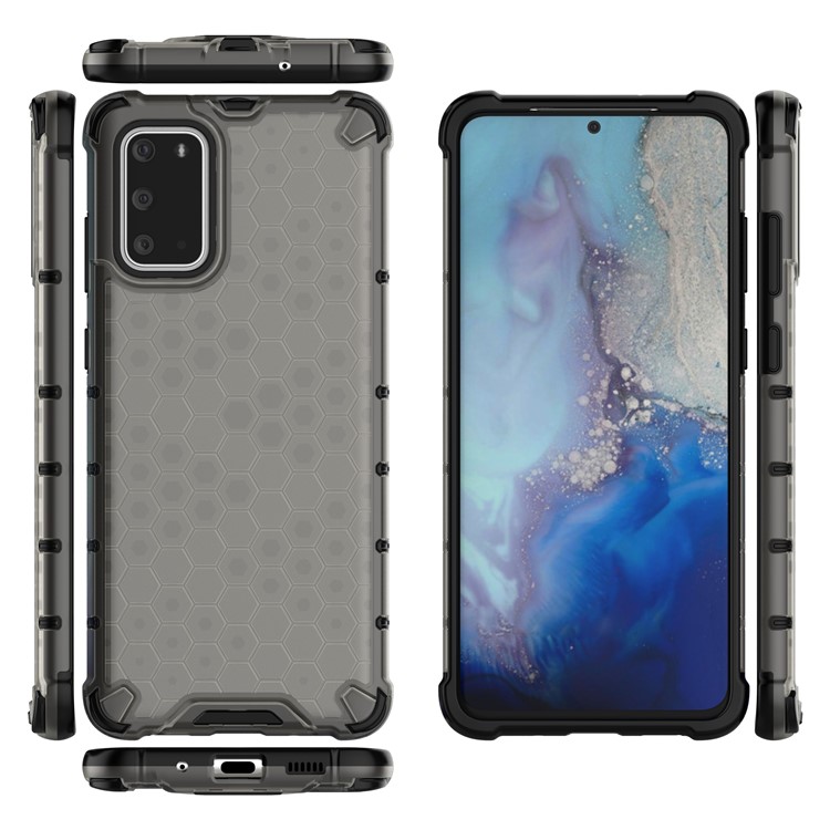 Case de Combo TPU + PC à L'amortisseur en Nid D'abeille Pour Samsung Galaxy S20 Plus - Gris-2