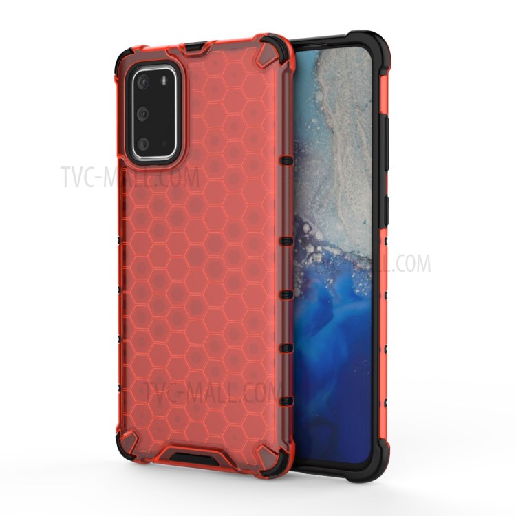 Honeycomb Pattern Shock-proof TPU + PC Combo Case for Samsung Galaxy S20 Plus - Red-1