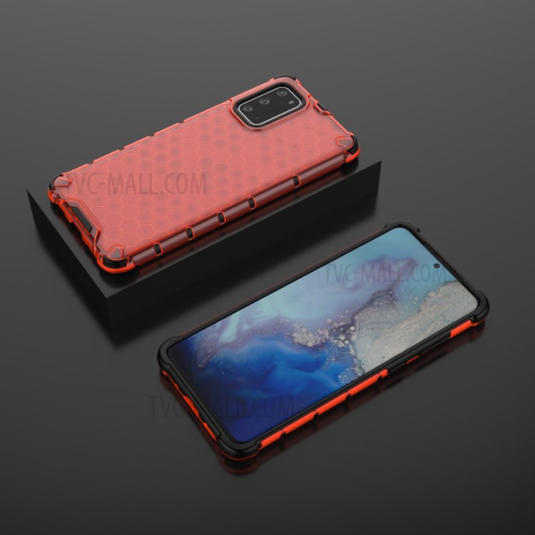 Honeycomb Pattern Shock-proof TPU + PC Combo Case for Samsung Galaxy S20 Plus - Red-3