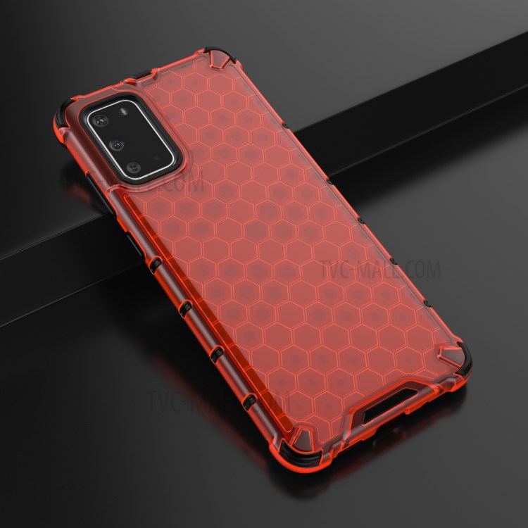 Honeycomb Pattern Shock-proof TPU + PC Combo Case for Samsung Galaxy S20 Plus - Red-4