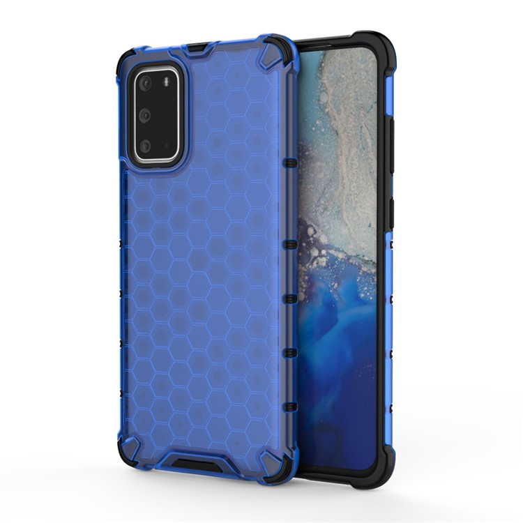Honeycomb Pattern Shock-proof TPU + PC Combo Case for Samsung Galaxy S20 Plus - Blue-1