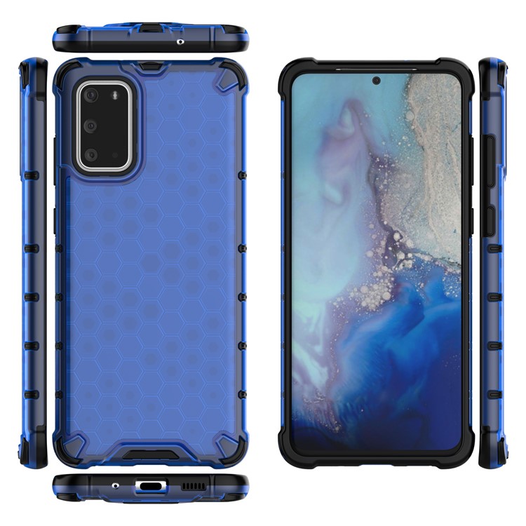 Honeycomb Pattern Shock-proof TPU + PC Combo Case for Samsung Galaxy S20 Plus - Blue-2