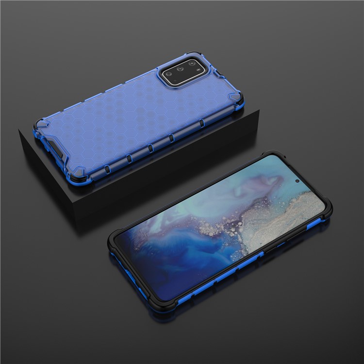 Honeycomb Pattern Shock-proof TPU + PC Combo Case for Samsung Galaxy S20 Plus - Blue-3