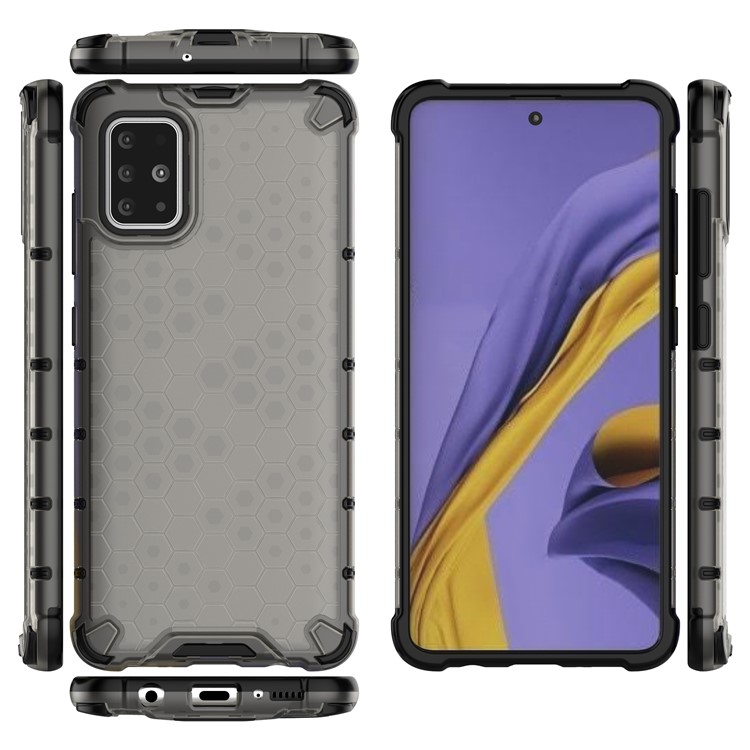 Honeycomb Pattern Shock-proof TPU + PC Hybrid Shell Case for Samsung Galaxy A51 - Grey-2