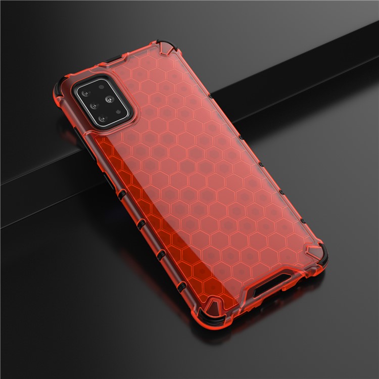 Honeycomb Pattern Shock-proof TPU + PC Hybrid Shell Case for Samsung Galaxy A51 - Red-4