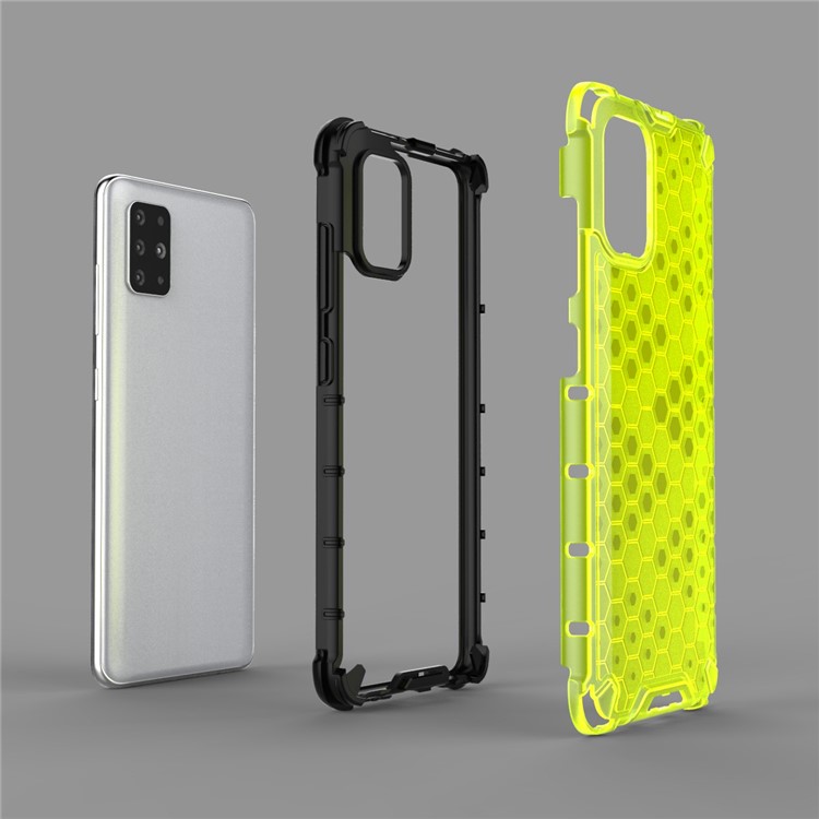 Honeycomb Pattern Shock-proof TPU + PC Hybrid Shell Case for Samsung Galaxy A51 - Green-2