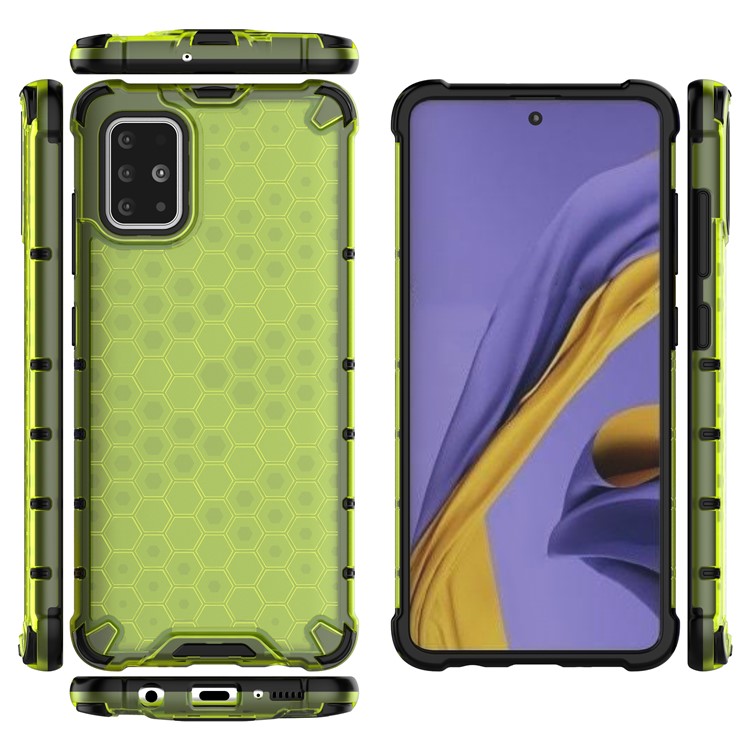 Honeycomb Pattern Shock-proof TPU + PC Hybrid Shell Case for Samsung Galaxy A51 - Green-3