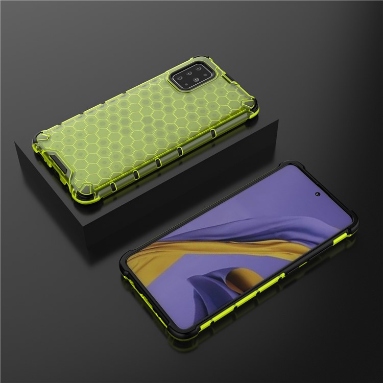Honeycomb Pattern Shock-proof TPU + PC Hybrid Shell Case for Samsung Galaxy A51 - Green-4