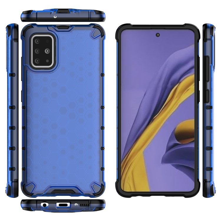 Honeycomb Pattern Shock-proof TPU + PC Hybrid Shell Case for Samsung Galaxy A51 - Blue-2