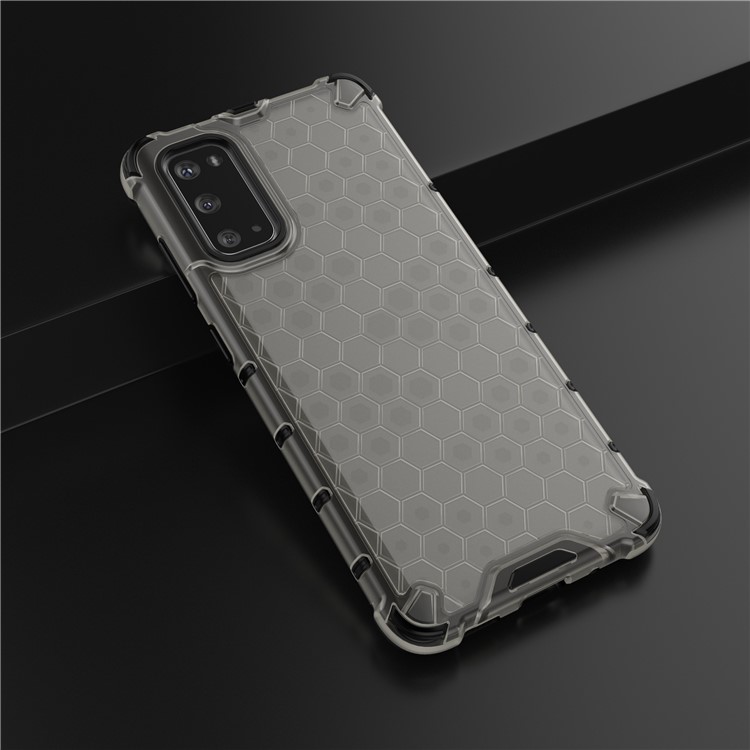 Honeycomb Pattern Shock-proof TPU + PC Hybrid Case for Samsung Galaxy S20 - Grey-4
