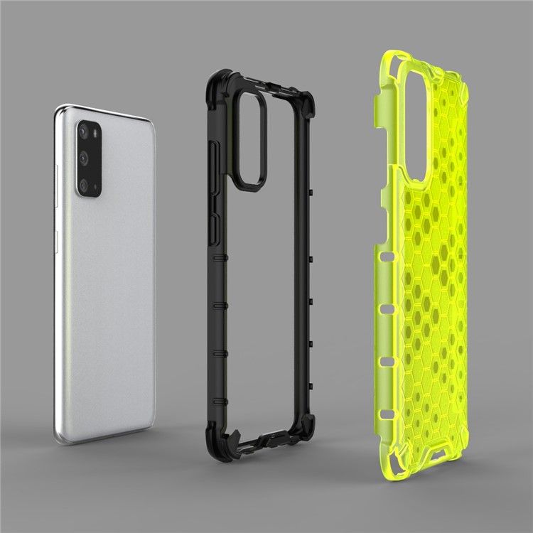 Honeycomb Pattern Shock-proof TPU + PC Hybrid Case for Samsung Galaxy S20 - Green-2