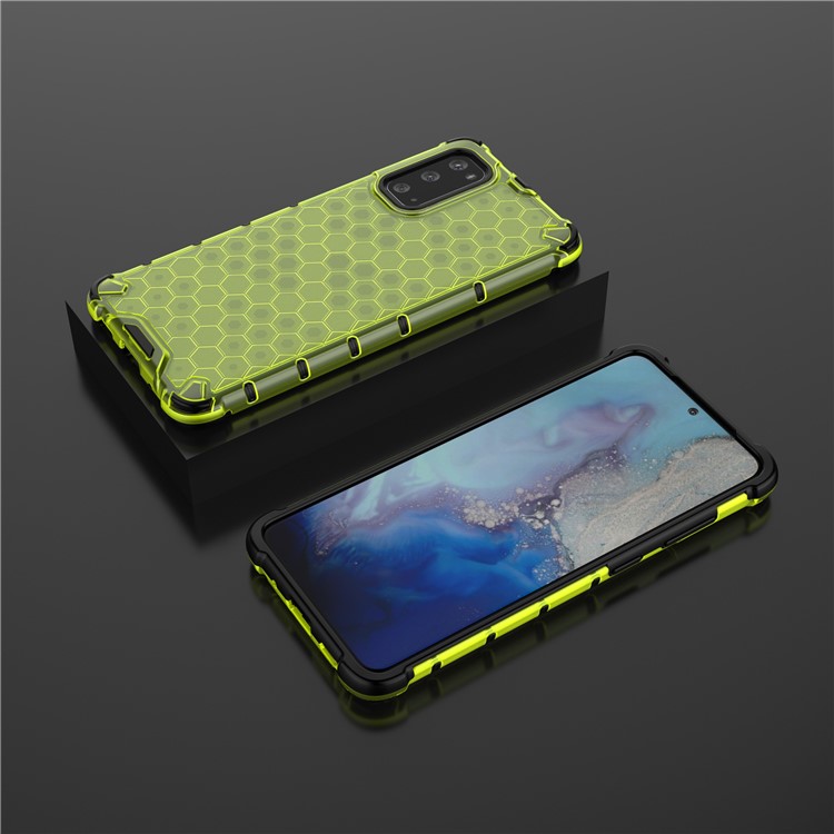 Honeycomb Pattern Shock-proof TPU + PC Hybrid Case for Samsung Galaxy S20 - Green-4