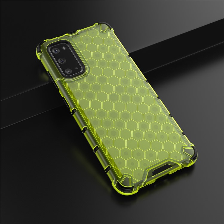Honeycomb Pattern Shock-proof TPU + PC Hybrid Case for Samsung Galaxy S20 - Green-5