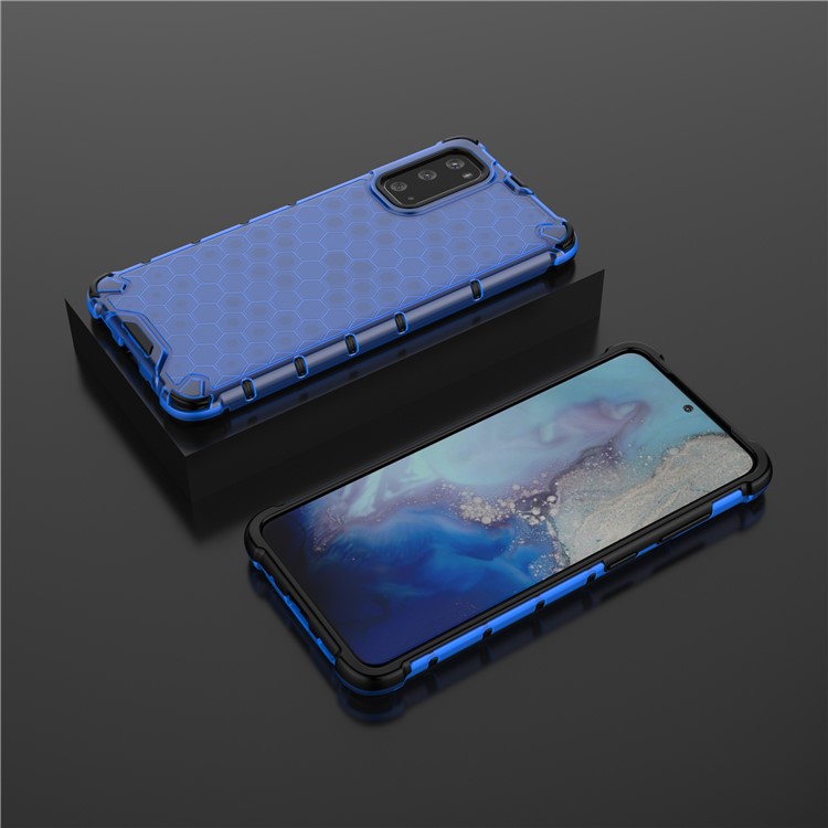 Honeycomb Pattern Shock-proof TPU + PC Hybrid Case for Samsung Galaxy S20 - Blue-3