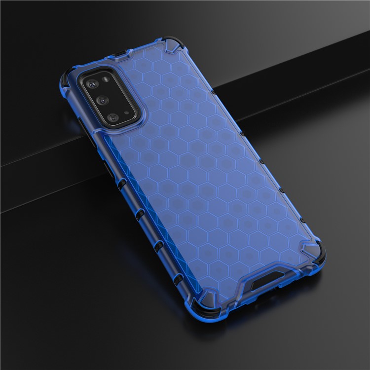 Honeycomb Pattern Shock-proof TPU + PC Hybrid Case for Samsung Galaxy S20 - Blue-4