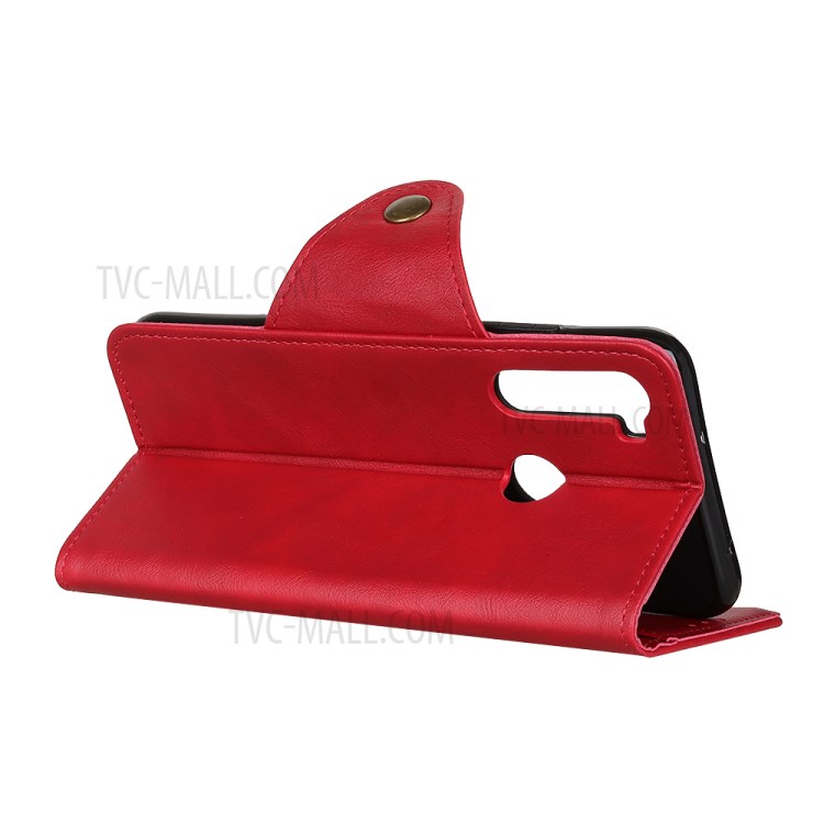 PU Leather Wallet Stand Mobile Phone Cover for Samsung Galaxy A21 - Red-11