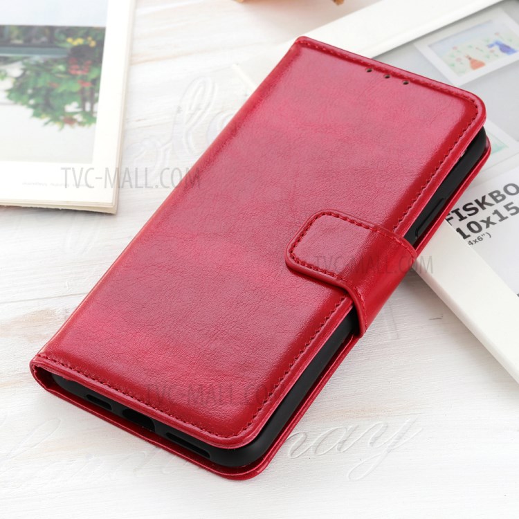 Crazy Horse Wallet Leather Stand Case for Samsung Galaxy A21 - Red-10