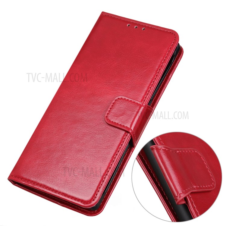 Crazy Horse Wallet Leather Stand Case for Samsung Galaxy A21 - Red-3