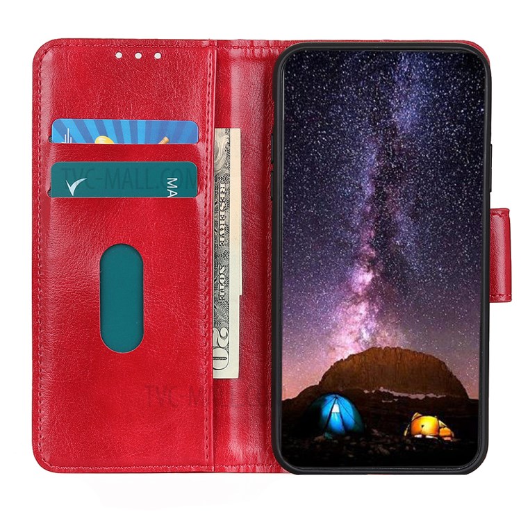 Crazy Horse Wallet Leather Stand Case for Samsung Galaxy A21 - Red-6
