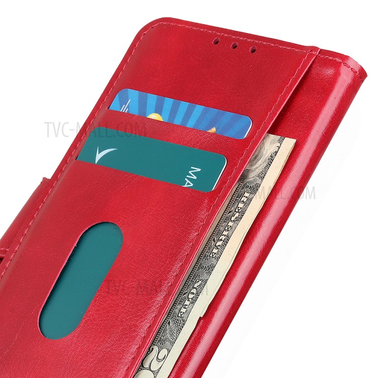 Crazy Horse Wallet Leather Stand Case for Samsung Galaxy A21 - Red-7