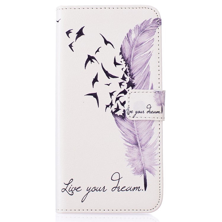 Embossed Leather Wallet Cover for Samsung Galaxy J5 (2016) - Feather-2