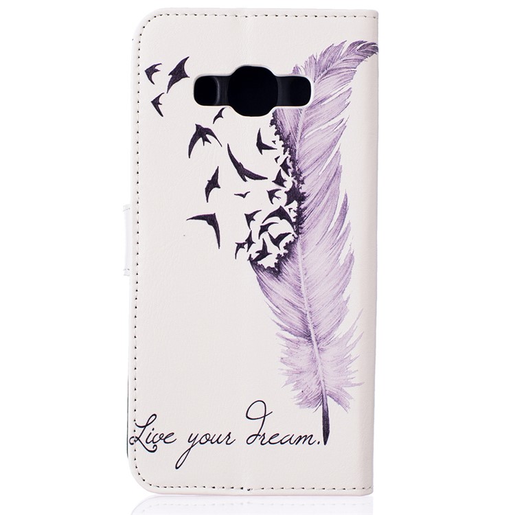 Embossed Leather Wallet Cover for Samsung Galaxy J5 (2016) - Feather-3