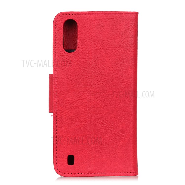 Litchi Skin Leather Wallet Case for Samsung Galaxy A01 - Red-9