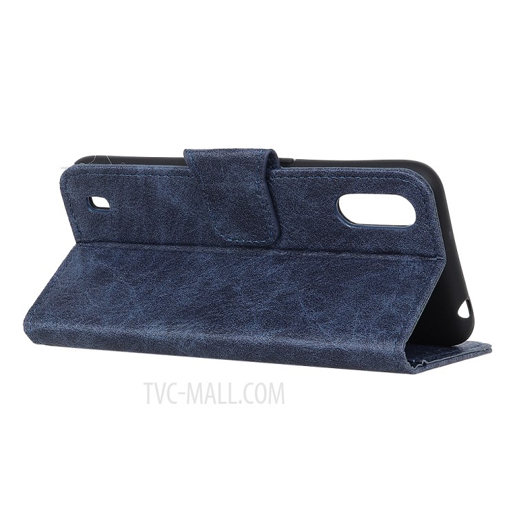Litchi Skin Leather Wallet Case for Samsung Galaxy A01 - Blue-10