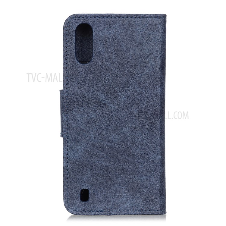 Litchi Skin Leather Wallet Case for Samsung Galaxy A01 - Blue-9