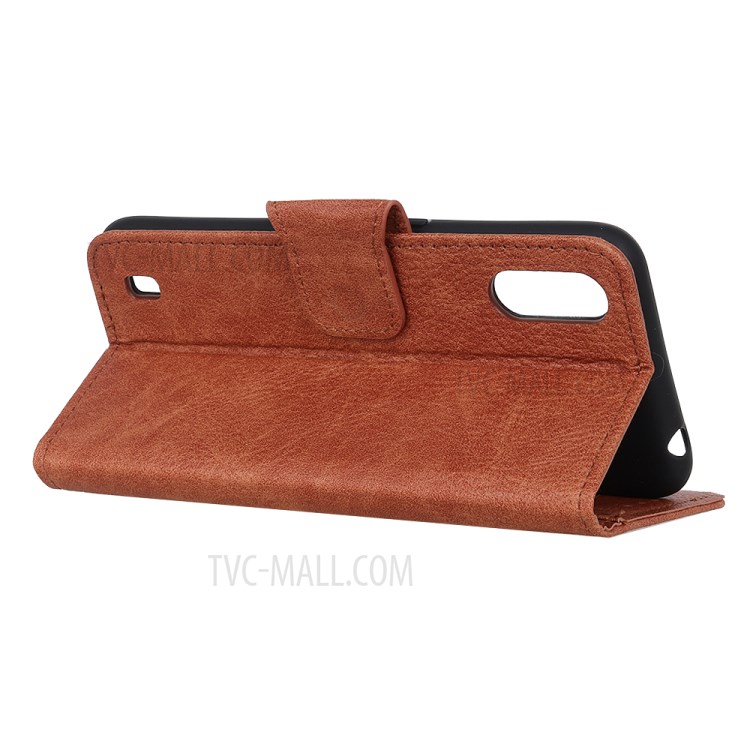Litchi Skin Leather Wallet Case for Samsung Galaxy A01 - Brown-10