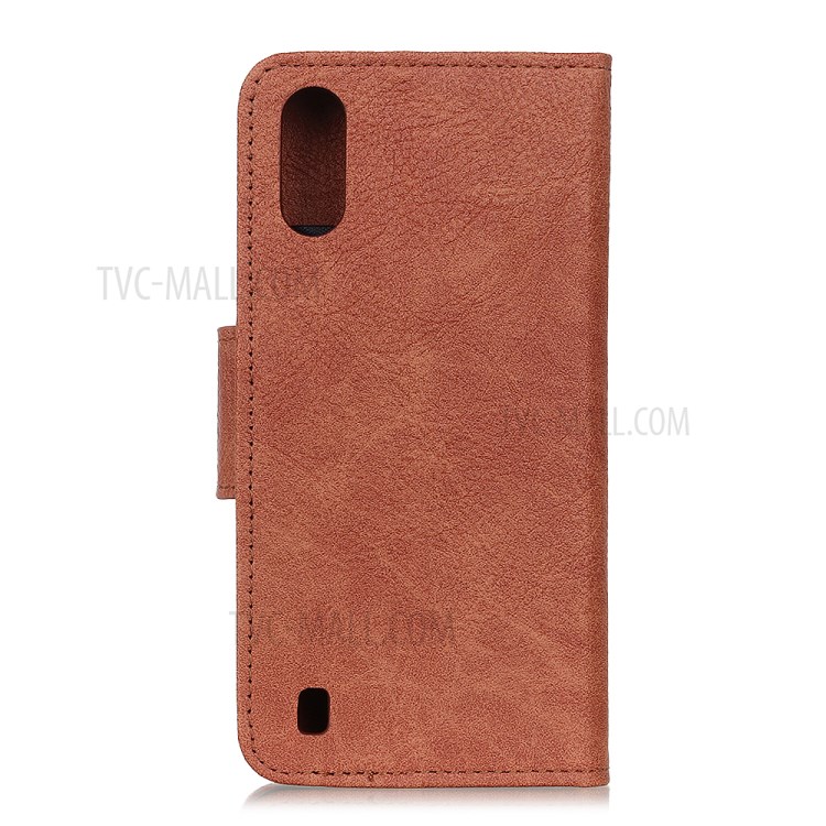 Litchi Skin Leather Wallet Case for Samsung Galaxy A01 - Brown-9