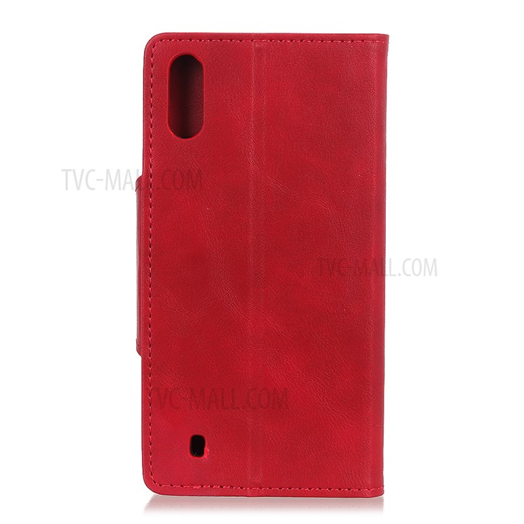 PU Leather Wallet Stand Protector Cover for Samsung Galaxy A01 - Red-10
