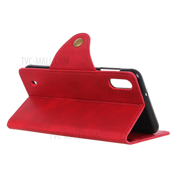 PU Leather Wallet Stand Protector Cover for Samsung Galaxy A01 - Red-11