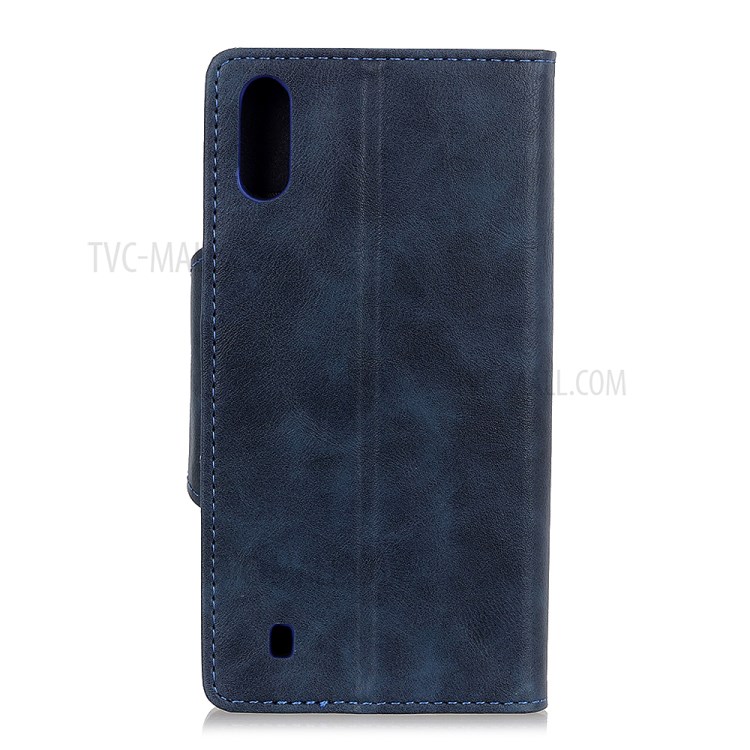 PU Leather Wallet Stand Protector Cover for Samsung Galaxy A01 - Blue-10