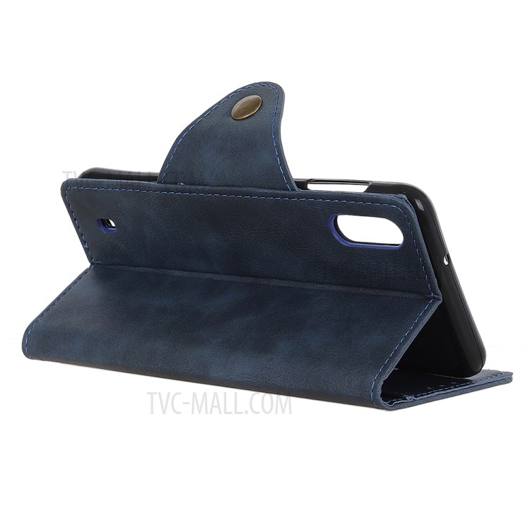 PU Leather Wallet Stand Protector Cover for Samsung Galaxy A01 - Blue-11