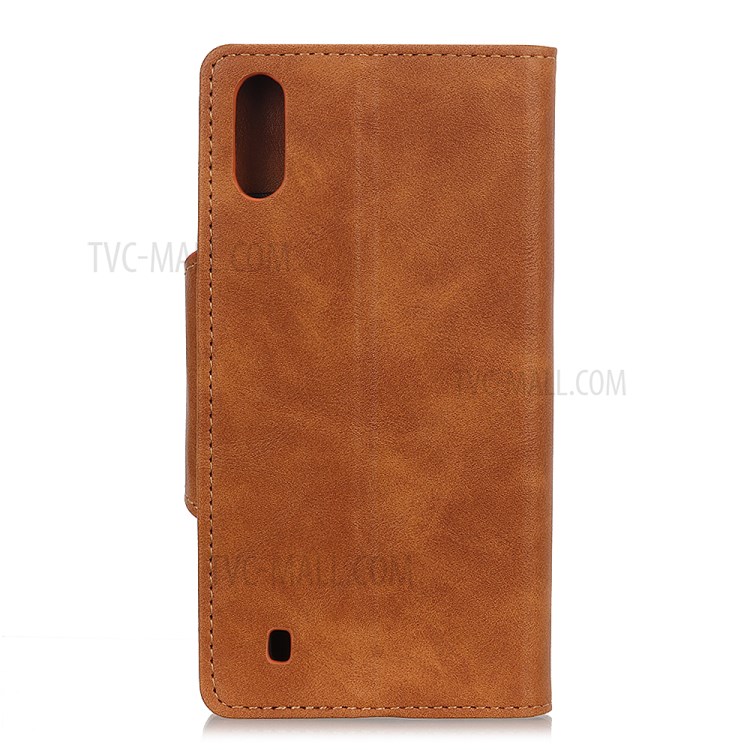 PU Leather Wallet Stand Protector Cover for Samsung Galaxy A01 - Brown-10