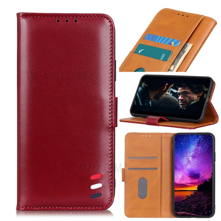 Wallet Leather Stand Case for Samsung Galaxy A01 - Red-1