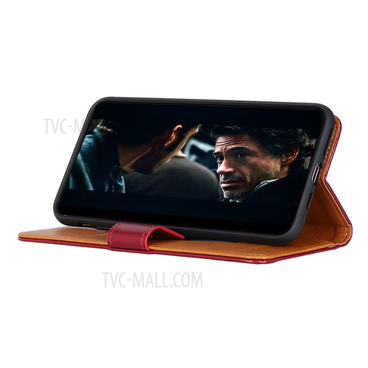 Wallet Leather Stand Case for Samsung Galaxy A01 - Red-4