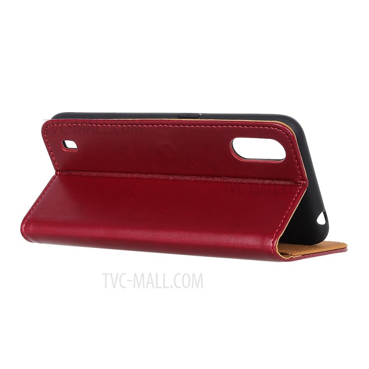 Wallet Leather Stand Case for Samsung Galaxy A01 - Red-6