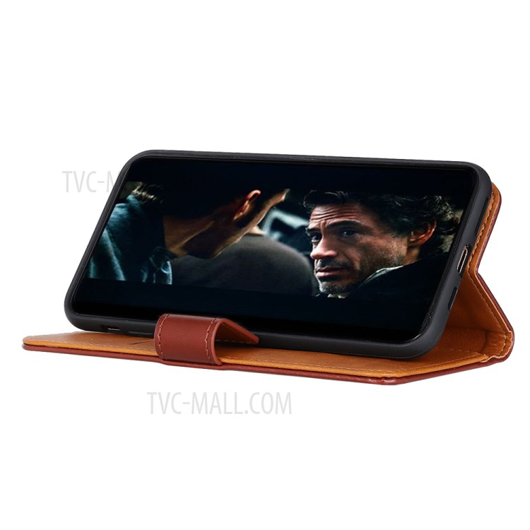 Wallet Leather Stand Case for Samsung Galaxy A01 - Brown-4