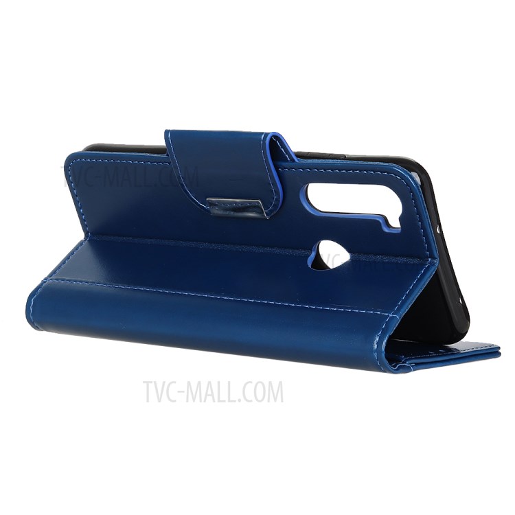 PU Leather Wallet Stand Phone Case for Samsung Galaxy A21 - Blue-11