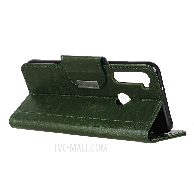 Cowhide Texture PU Leather Wallet Phone Cover for Samsung Galaxy A21 - Green-11