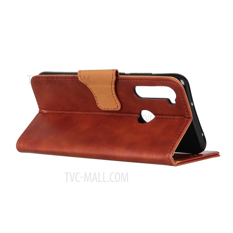Crazy Horse Leather Wallet Case for Samsung Galaxy A21 - Brown-11