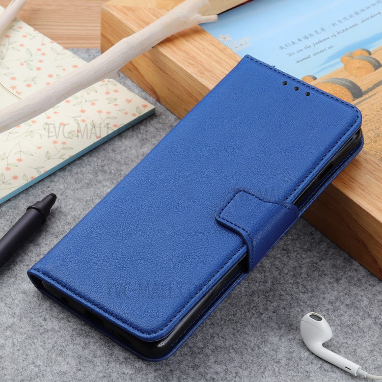 Litchi Skin Leather Wallet Case for Samsung Galaxy A01 - Blue-10