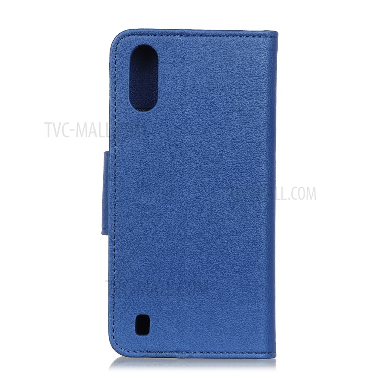 Litchi Skin Leather Wallet Case for Samsung Galaxy A01 - Blue-8