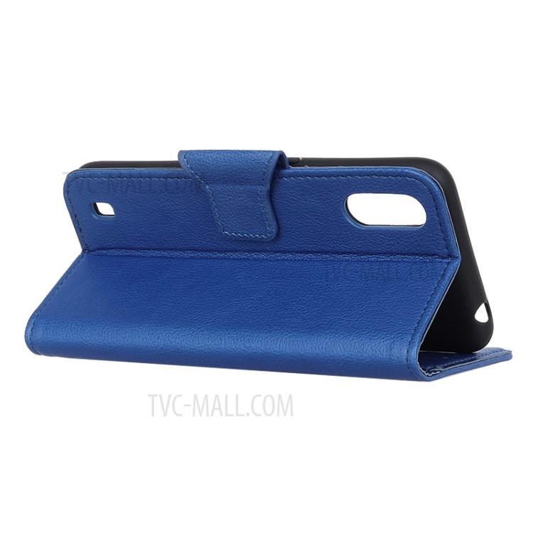Litchi Skin Leather Wallet Case for Samsung Galaxy A01 - Blue-9