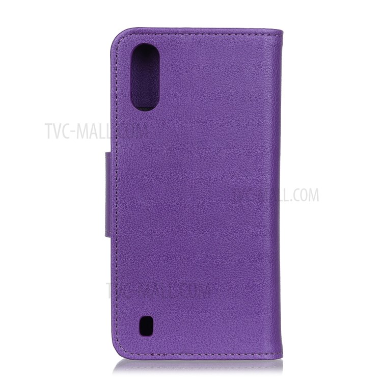 Litchi Skin Leather Wallet Case for Samsung Galaxy A01 - Purple-8